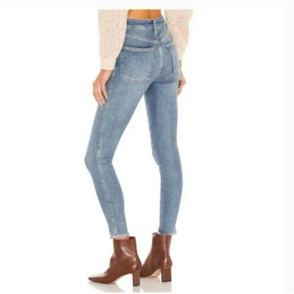 🟣🟣🟣 FREE PEOPLE "We The Free" Raw Hem Skinny High Rise Jeans - Picture 2 of 12